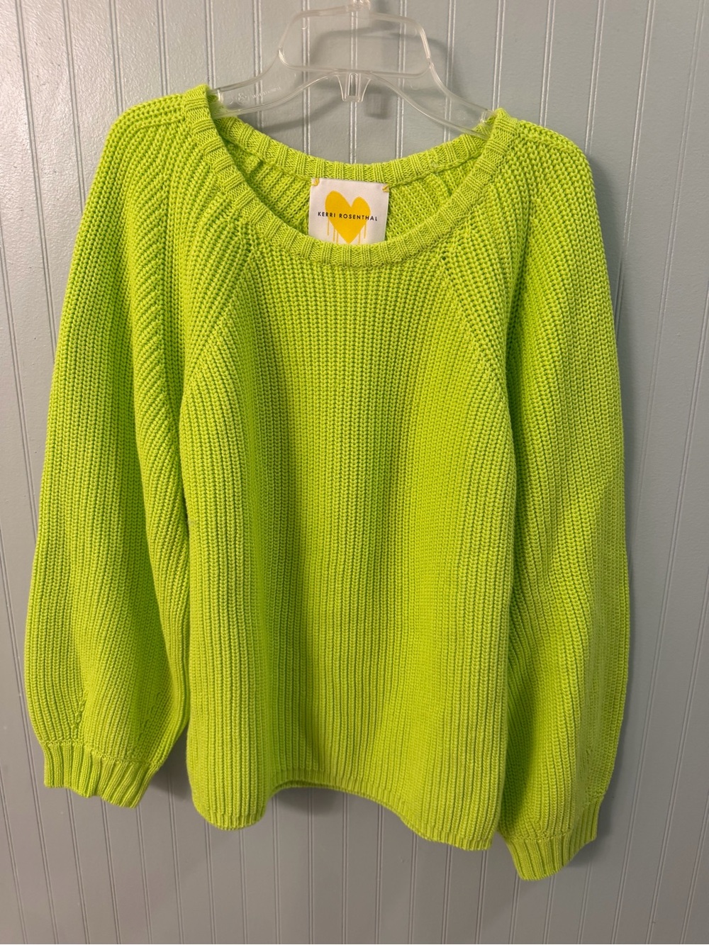 Rosenthal Bright Lime Green Knit Crewneck Sweater
